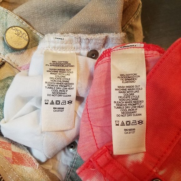 DKNY Jeans Shorts Size 4 Tie Dye City Boyfriend Orange Green Diamond Argyle - Picture 14 of 14